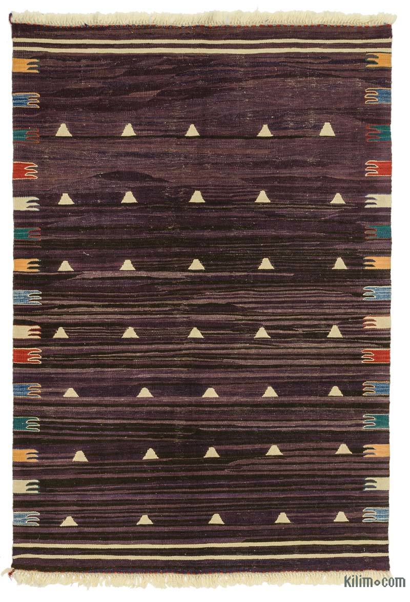 Purple New Handwoven Turkish Kilim Rug - K0033785