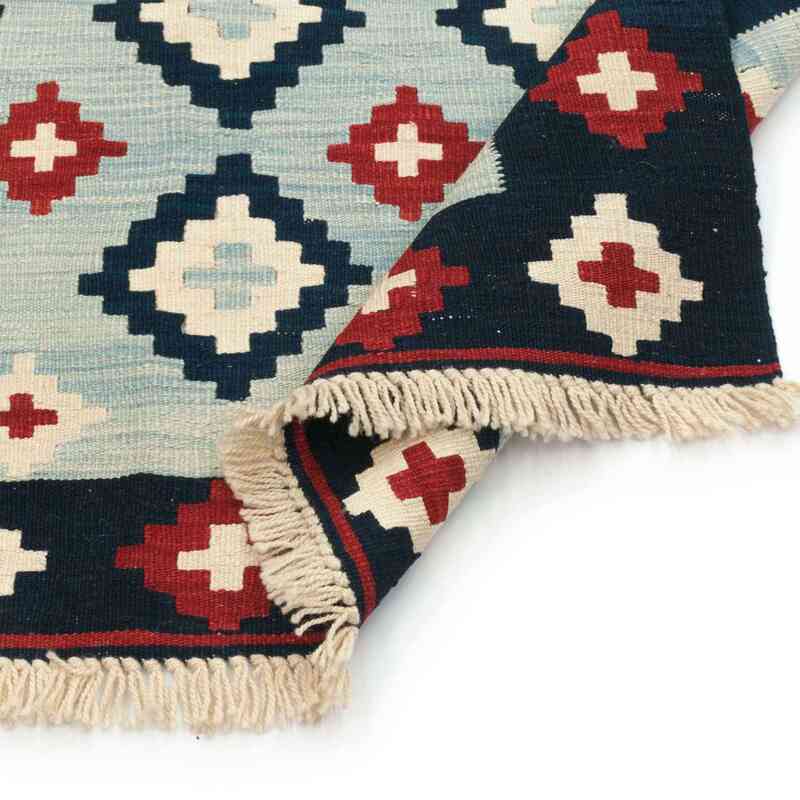 Azul claro, Azul Oscuro Nueva Alfombra Turca Kilim - 125 cm x 187 cm - K0033786