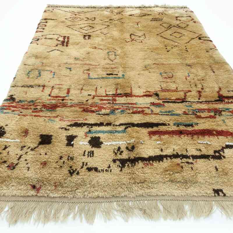 Beige Alfombra "Tulu" de estilo marroquí anudada a mano - 120 cm x 188 cm - K0033789