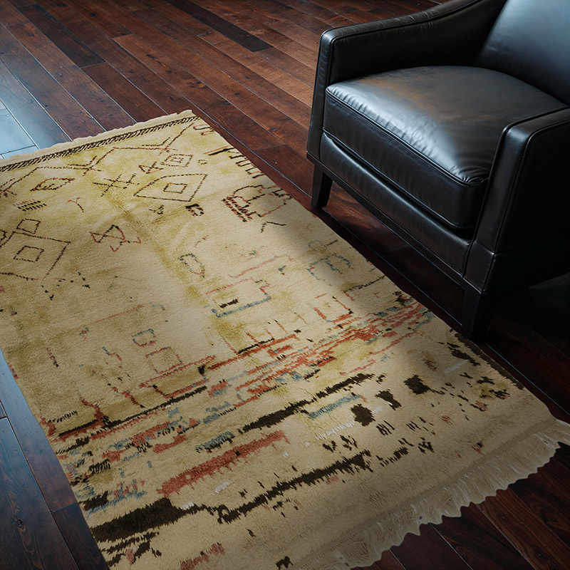 Bej Yeni Fas Stili El Dokuma Tulu - 120 cm x 188 cm - K0033789
