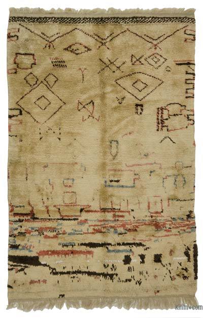 Bej Fas Stili El Dokuma Tülü - 120 cm x 188 cm