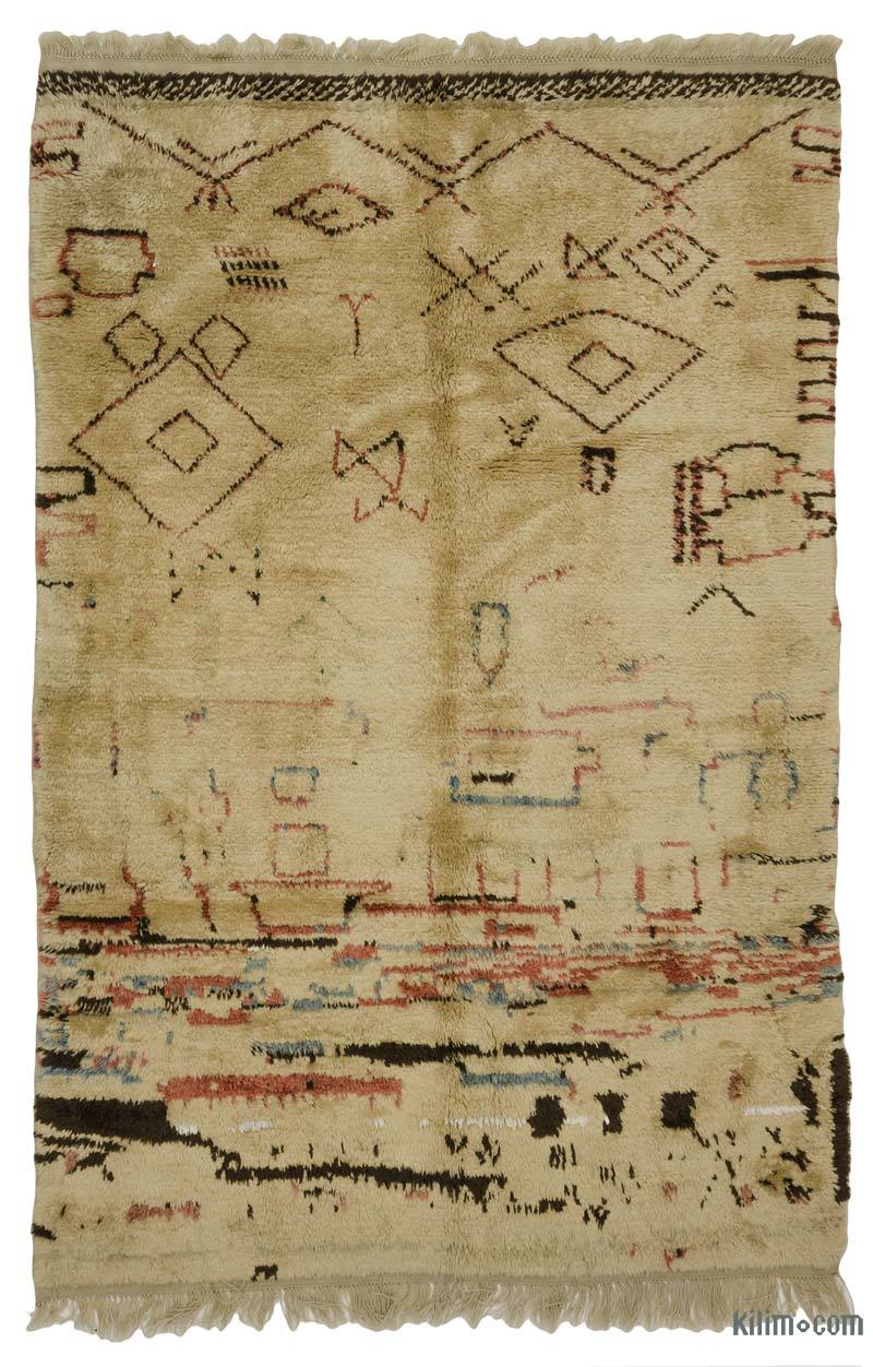 Beige Alfombra "Tulu" de estilo marroquí anudada a mano - 120 cm x 188 cm - K0033789