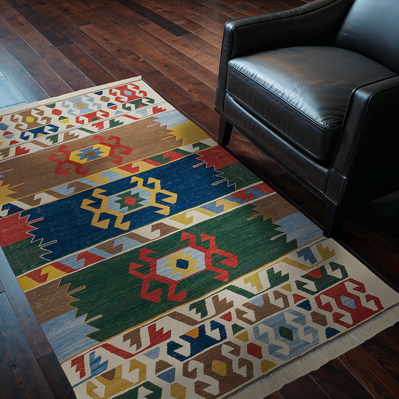 Multicolor Nueva Alfombra Turca Kilim - 122 cm x 181 cm - K0033790