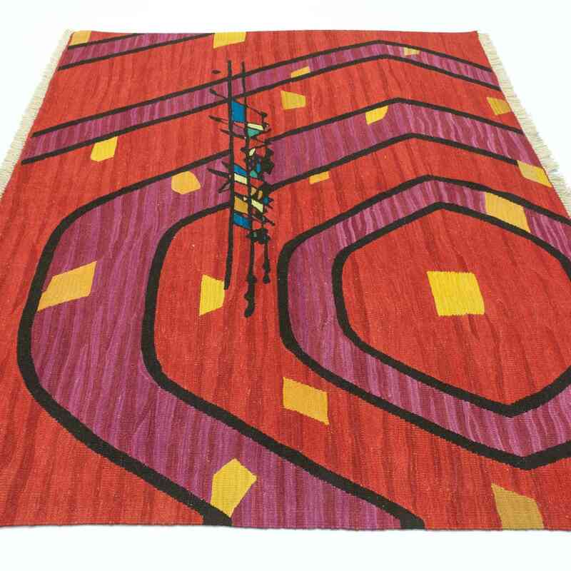 Kırmızı Yeni Kök Boya El Dokuma Kilim - 139 cm x 199 cm - K0033800
