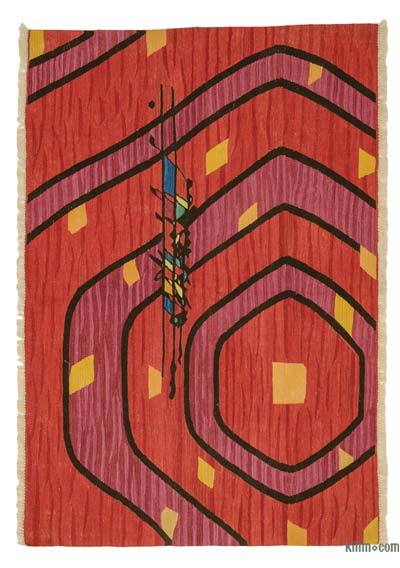 Red New Handwoven Turkish Kilim Rug - 4' 6" x 6' 6" (54 in. x 78 in.)