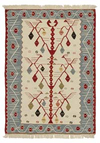 Beige, Blue New Handwoven Turkish Kilim Rug