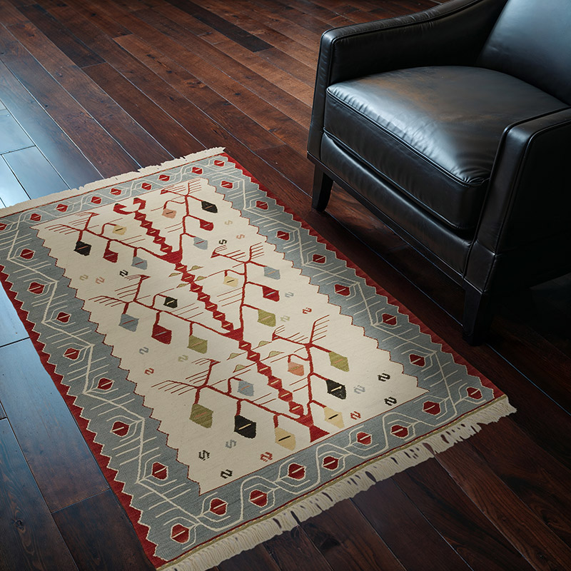 Beige, Blue New Handwoven Turkish Kilim Rug - K0033832