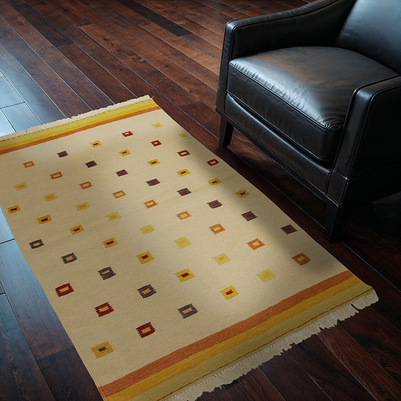 Bej Yeni Kök Boya El Dokuma Kilim - 95 cm x 152 cm - K0033841