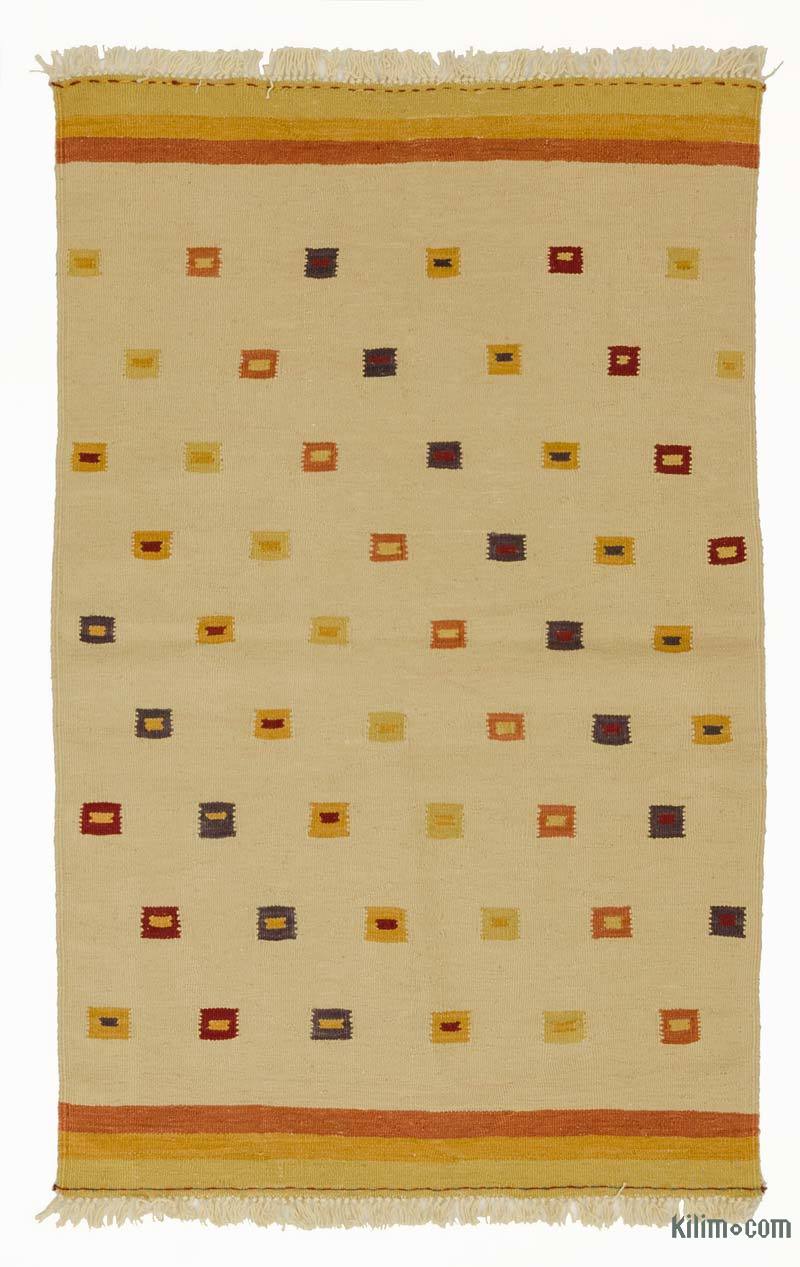 Bej Yeni Kök Boya El Dokuma Kilim - 95 cm x 152 cm - K0033841