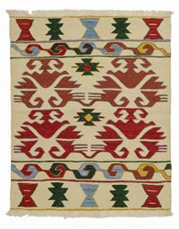 Çok Renkli Yeni Kök Boya El Dokuma Kilim - 96 cm x 113 cm