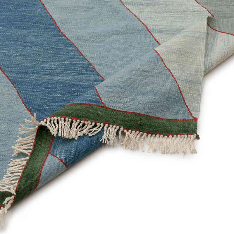 Blue, Green New Turkish Kilim Rug - K0033971
