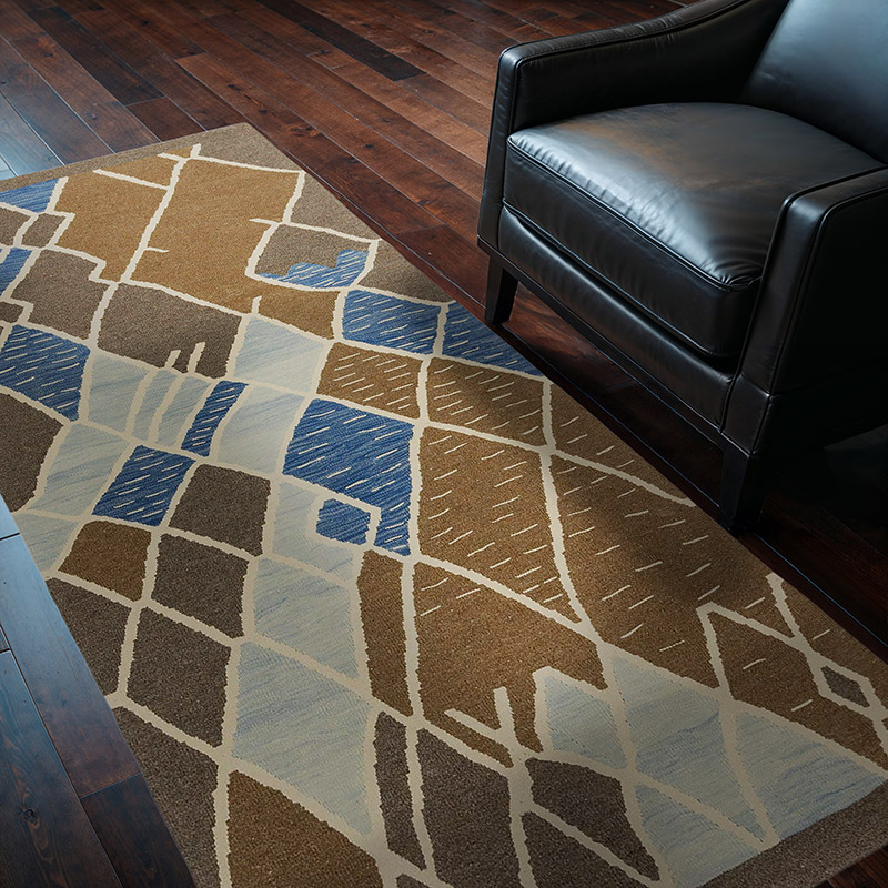 Brown, Blue New Turkish Kilim Rug - K0033973