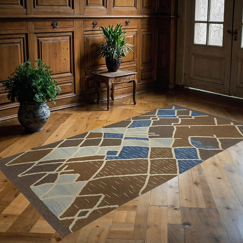 Brown, Blue New Turkish Kilim Rug - K0033973