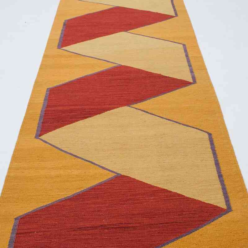 Sarı, Kırmızı Yeni El Dokuma Kilim - K0033974