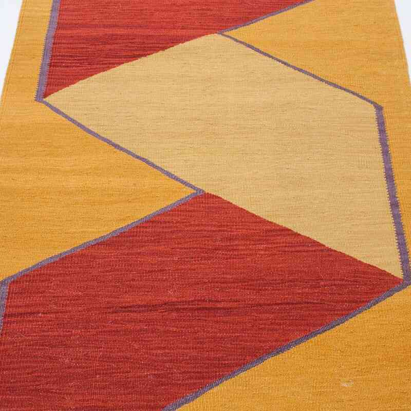 Sarı, Kırmızı Yeni El Dokuma Kilim - K0033974
