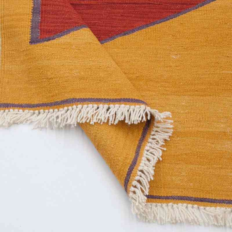 Sarı, Kırmızı Yeni El Dokuma Kilim - K0033974