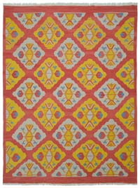 Yellow, Red New Turkish Kilim Rug
