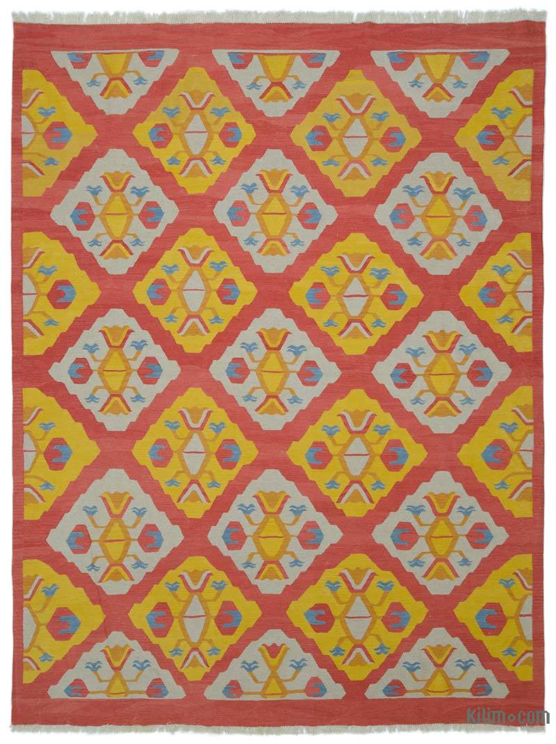 Yellow, Red New Turkish Kilim Rug - K0033975