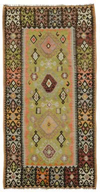 Multicolor Vintage Cal Kilim Rug - 5' 5" x 10' 2" (65" x 122")
