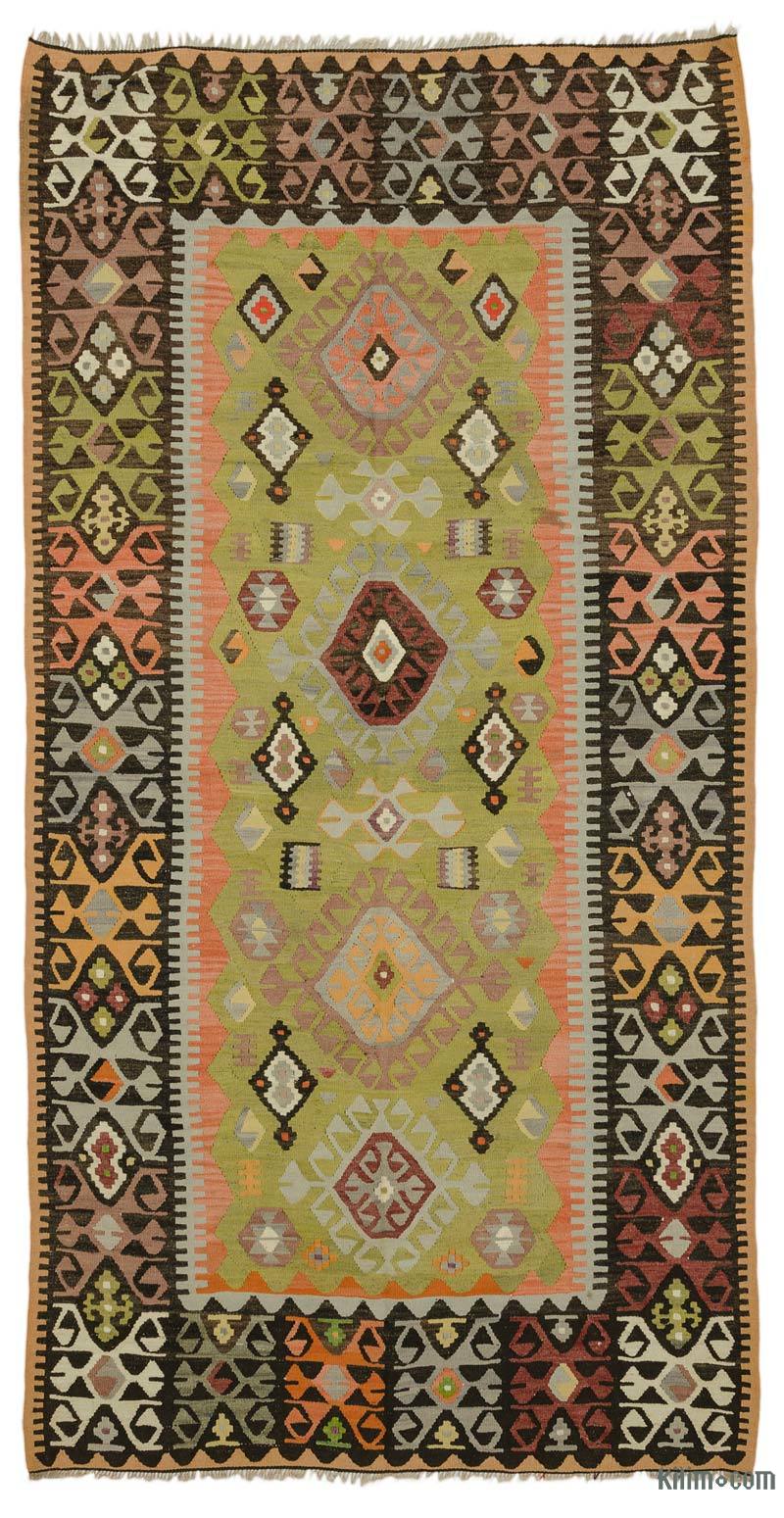 Multicolor Vintage Cal Kilim Rug - 5' 5" x 10' 2" (65" x 122") - K0034040