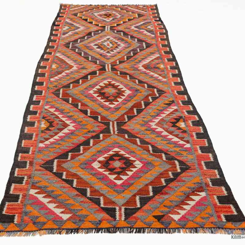 Çok Renkli Vintage Anadolu Kilim Yolluk - 98 cm x 306 cm - K0034209