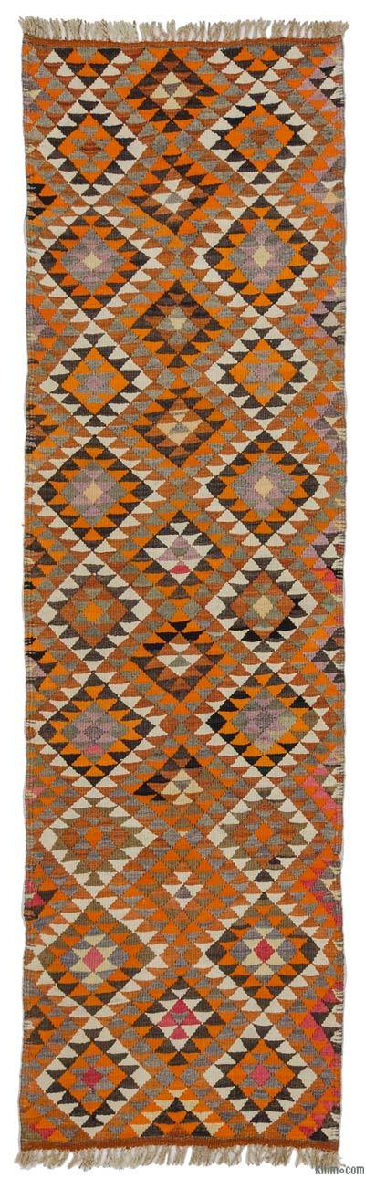 Çok Renkli Vintage Anadolu Kilim Yolluk - 82 cm x 290 cm