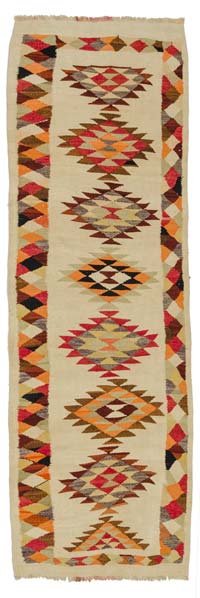Çok Renkli Vintage Anadolu Kilim Yolluk - 90 cm x 290 cm