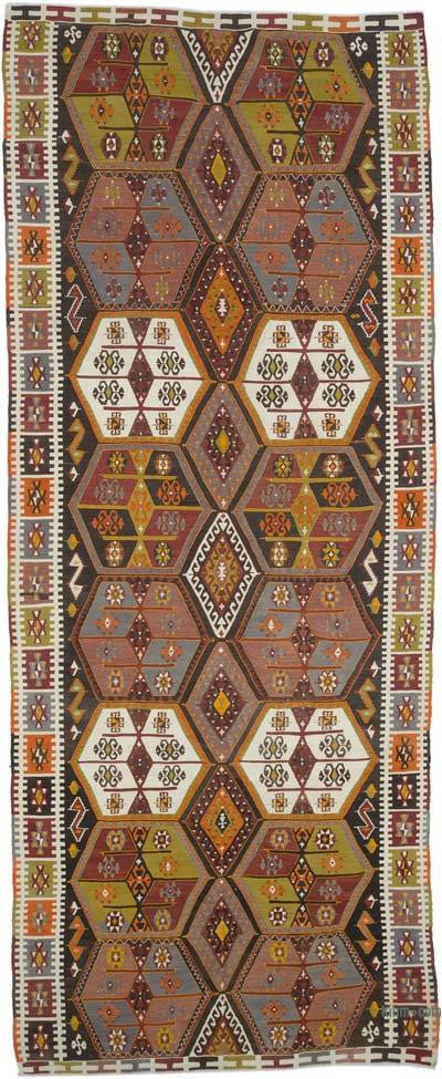 Multicolor Vintage Sivas Kilim Rug - 5' 7" x 14' 1" (67 in. x 169 in.)