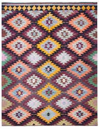 Multicolor Vintage Afyon Kilim Rug - 6' 7" x 8' 2" (79" x 98")