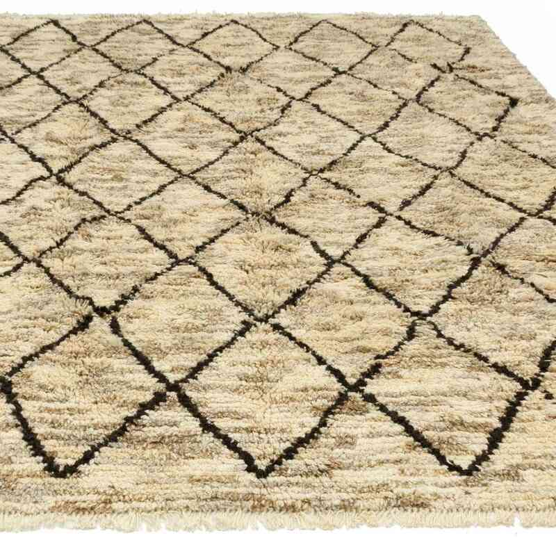 Bej, Kahverengi Yeni Fas Stili El Dokuma Tulu - 230 cm x 315 cm - K0036290