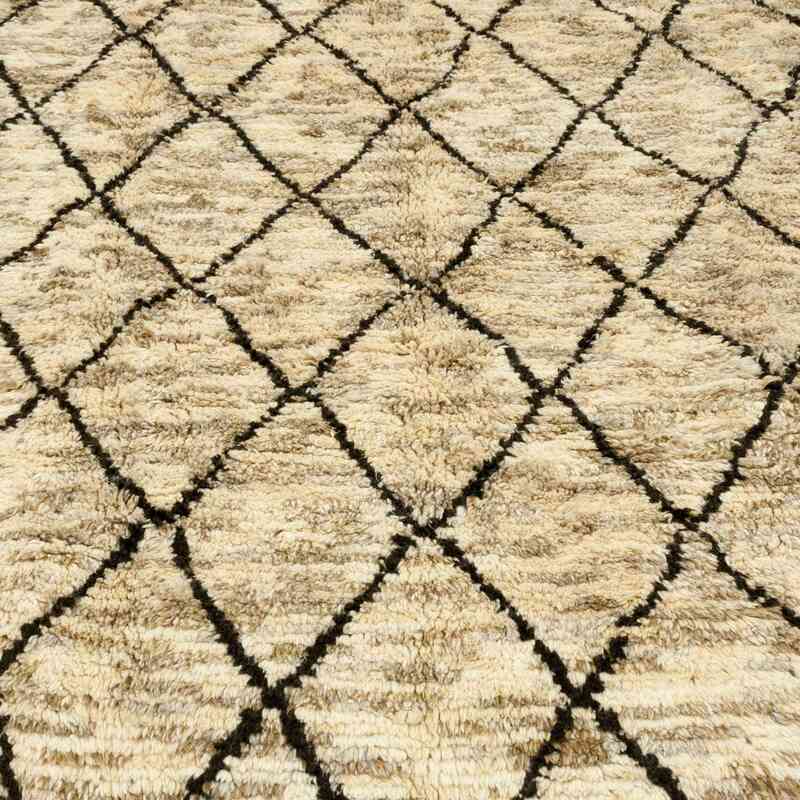 Bej, Kahverengi Yeni Fas Stili El Dokuma Tulu - 230 cm x 315 cm - K0036290