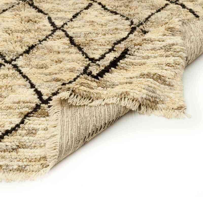 Bej, Kahverengi Yeni Fas Stili El Dokuma Tulu - 230 cm x 315 cm - K0036290
