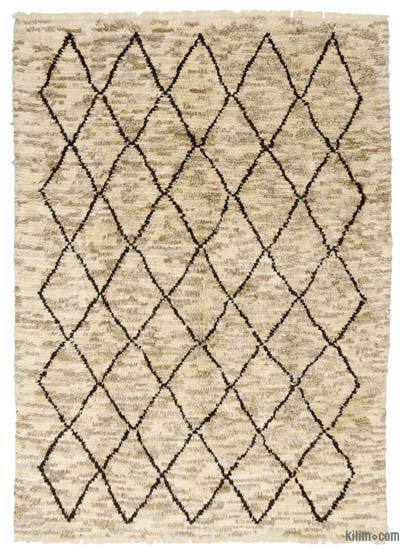 Beige, Marrón Alfombra "Tulu" de estilo marroquí anudada a mano - 230 cm x 315 cm