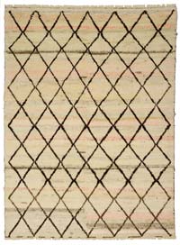 Beige, Brown New Moroccan Style Hand-Knotted Tulu Rug - 9'  x 12'  (108" x 144")