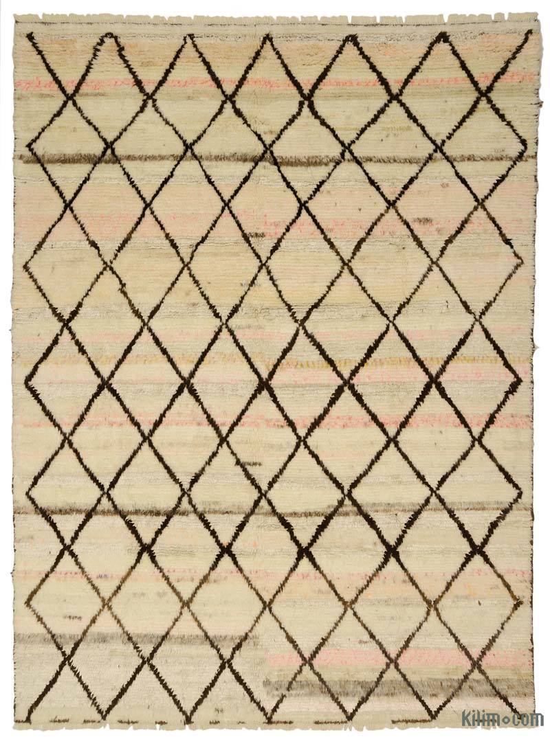Beige, Marrón Alfombra "Tulu" de estilo marroquí anudada a mano - 275 cm x 367 cm - K0036295