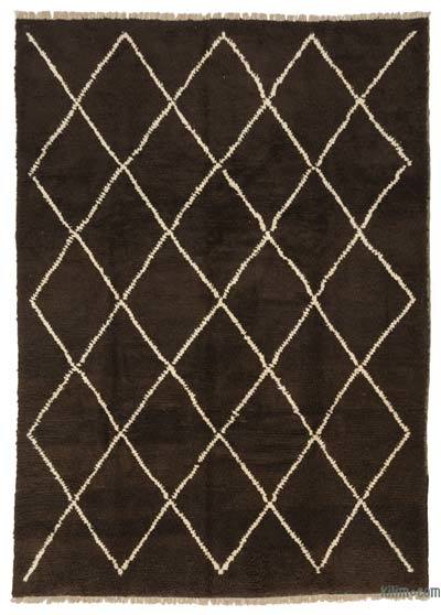 Kahverengi, Bej Fas Stili El Dokuma Tülü - 245 cm x 348 cm