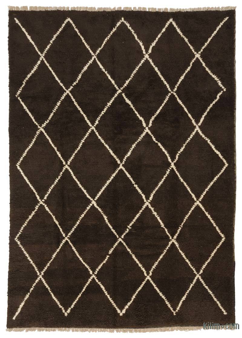 Kahverengi, Bej Yeni Fas Stili El Dokuma Tulu - 245 cm x 348 cm - K0036297
