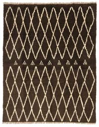 Brown, Beige New Moroccan Style Hand-Knotted Tulu Rug - 8' 3" x 10' 6" (99" x 126")