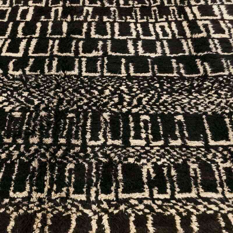 Brown, Beige New Moroccan Style Hand-Knotted Tulu Rug - 7' 7" x 10' 8" (91" x 128") - K0036299
