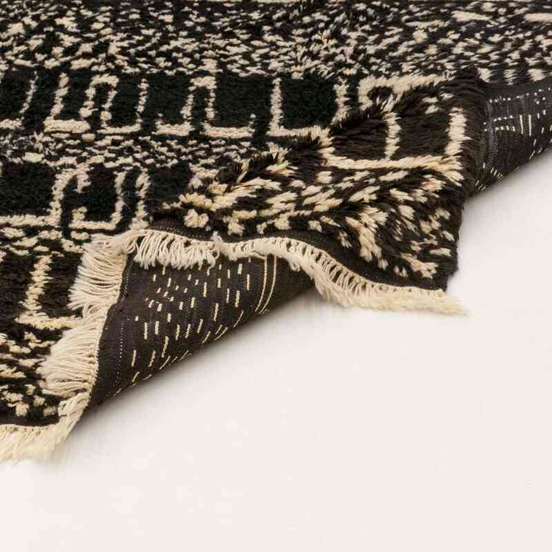Brown, Beige New Moroccan Style Hand-Knotted Tulu Rug - 7' 7" x 10' 8" (91" x 128") - K0036299