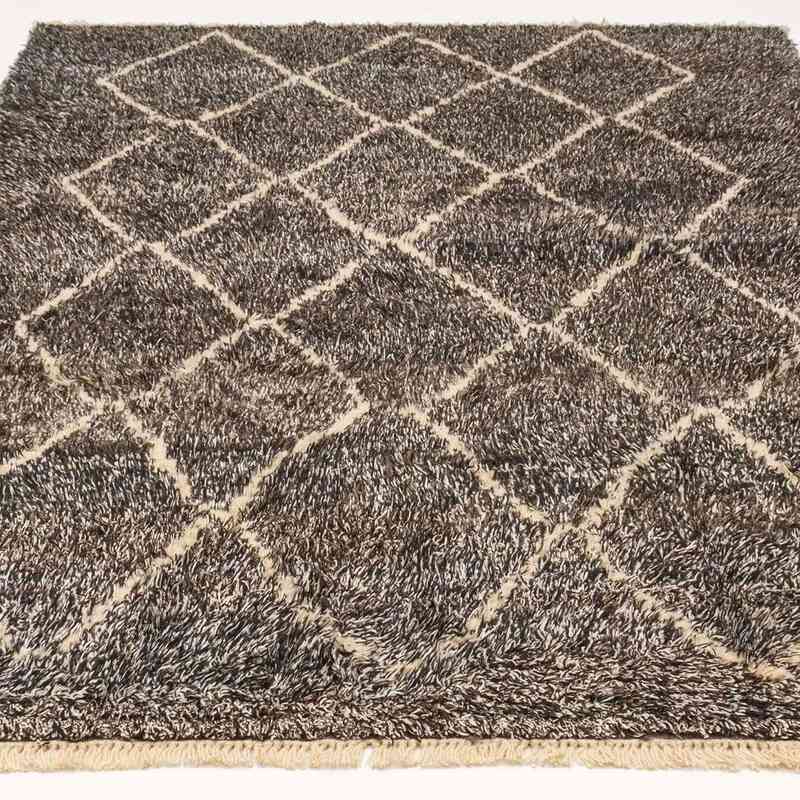 Brown, Beige Moroccan Style Hand-Knotted Tulu Rug - 6'  x 8' 11" (72 in. x 107 in.) - K0036301