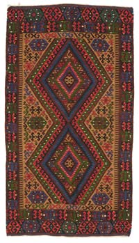 Multicolor Vintage Fethiye Kilim Rug - 4' 3" x 7' 9" (51" x 93")