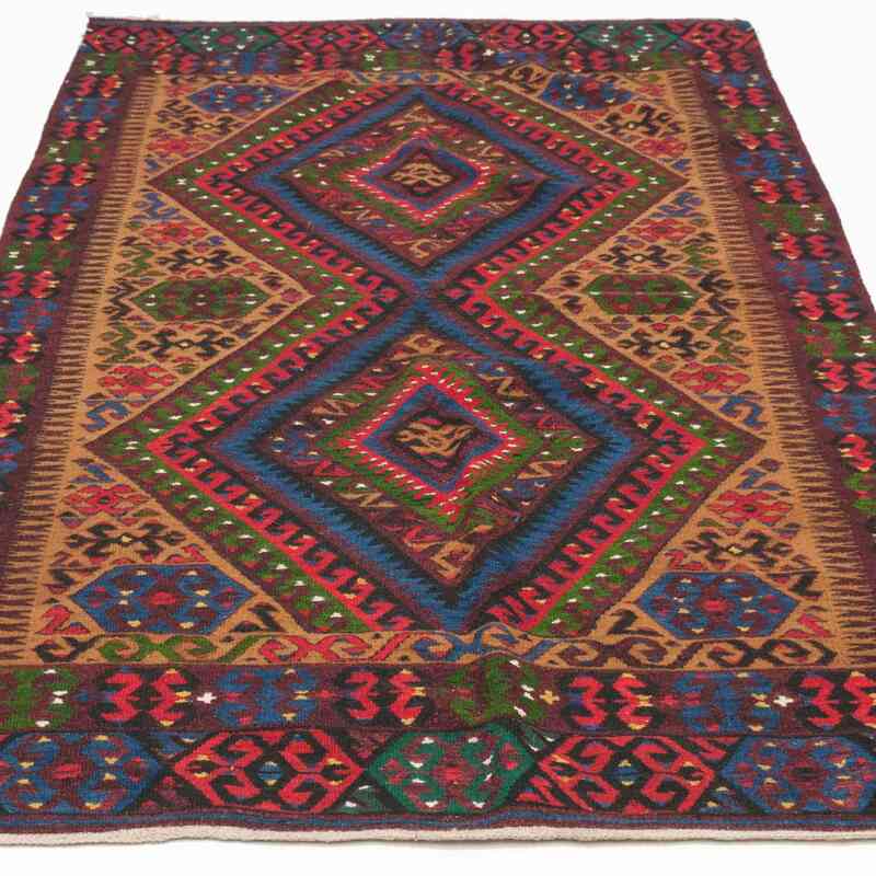 Multicolor Vintage Fethiye Kilim Rug - 4' 3" x 7' 9" (51" x 93") - K0036437