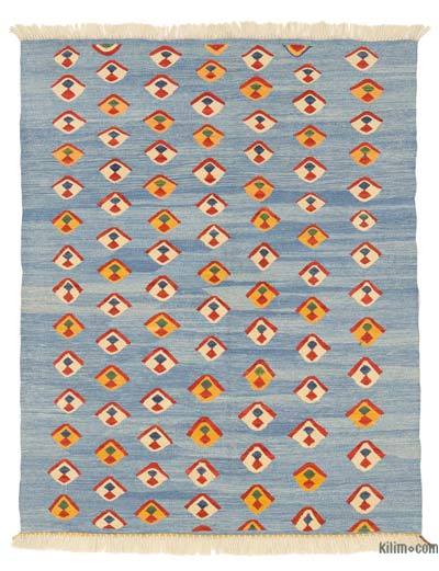 Açık Mavi Yeni Kök Boya El Dokuma Kilim