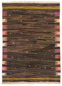 Kahverengi Yeni Kök Boya El Dokuma Kilim - 130 cm x 177 cm
