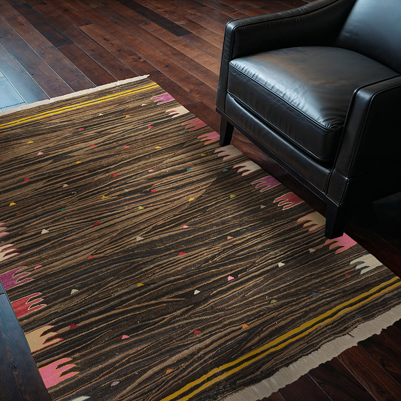 Marrón Nueva Alfombra Turca Kilim - 130 cm x 177 cm - K0036461