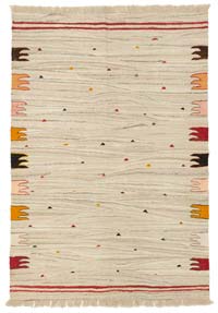 Bej Yeni Kök Boya El Dokuma Kilim - 123 cm x 178 cm