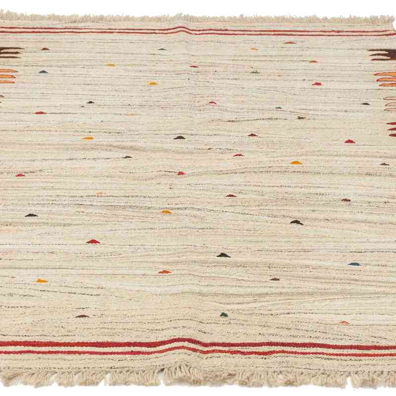 Bej Yeni Kök Boya El Dokuma Kilim - 123 cm x 178 cm - K0036464