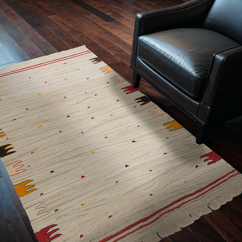 Bej Yeni Kök Boya El Dokuma Kilim - 123 cm x 178 cm - K0036464