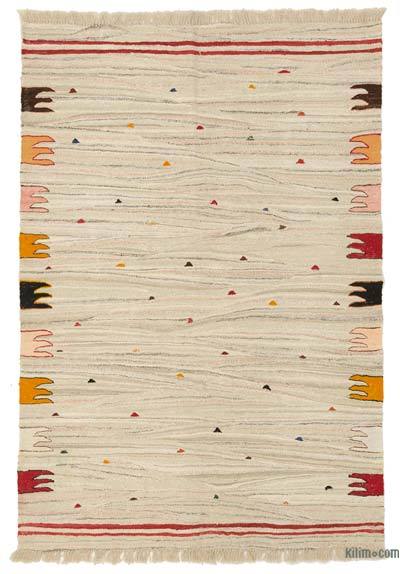 Bej Yeni Kök Boya El Dokuma Kilim - 123 cm x 178 cm